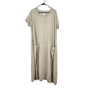 J. Morgan Puett Women's 100% Silk Short Sleeves Midi Lagenlook Dress - OS